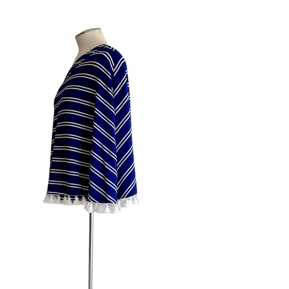 Trina Turk blue white stripe one shoulder flowy summer top S fits some M - Picture 4 of 14